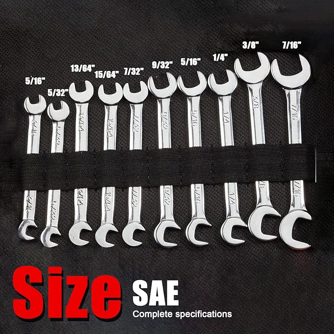 SPEEDWOX Mini Double Open End Wrench Set, 10-Piece, High Carbon Steel, Silver