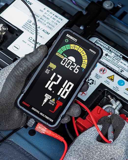 KAIWEETS Smart Multimeter Rechargeable Electrical Tester with Auto Ranging Digital Voltmeter Measures Voltage Current Resistance Continuity Capacitance Temperature Frequency NCV 6000 Counts TRMS