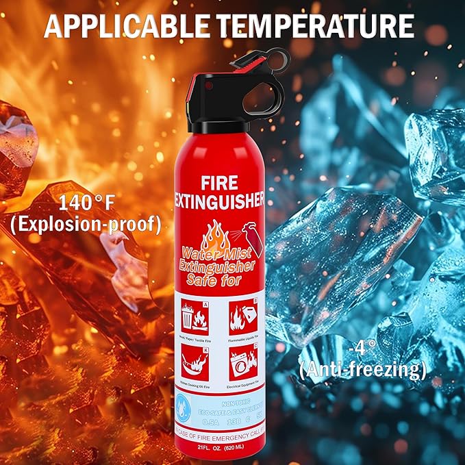 8 Pack Fire Extinguisher for Home, Kitchen, Car, and Grill,Ompact Water-Based A, B, C, K Extinguisher with Portable Non-Toxic Prevent Re-Ignition Easy Clean