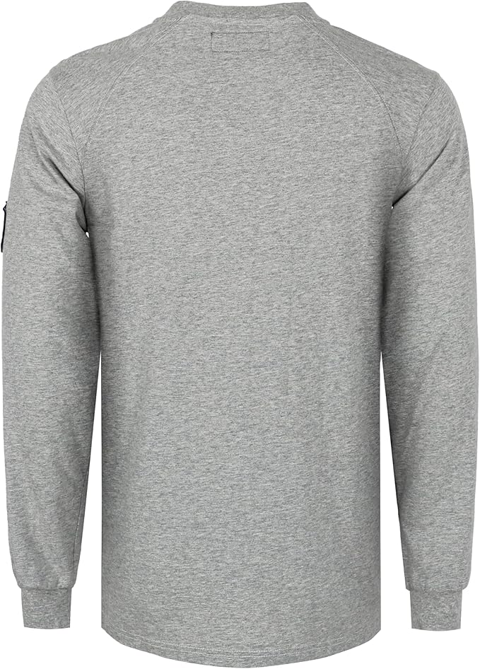 BOCOMAL Men's FR Henley Shirt Flame Resistant 5.5oz Cotton Long Sleeve Workwear UL NFPA2112 CAT2 Welding Tee