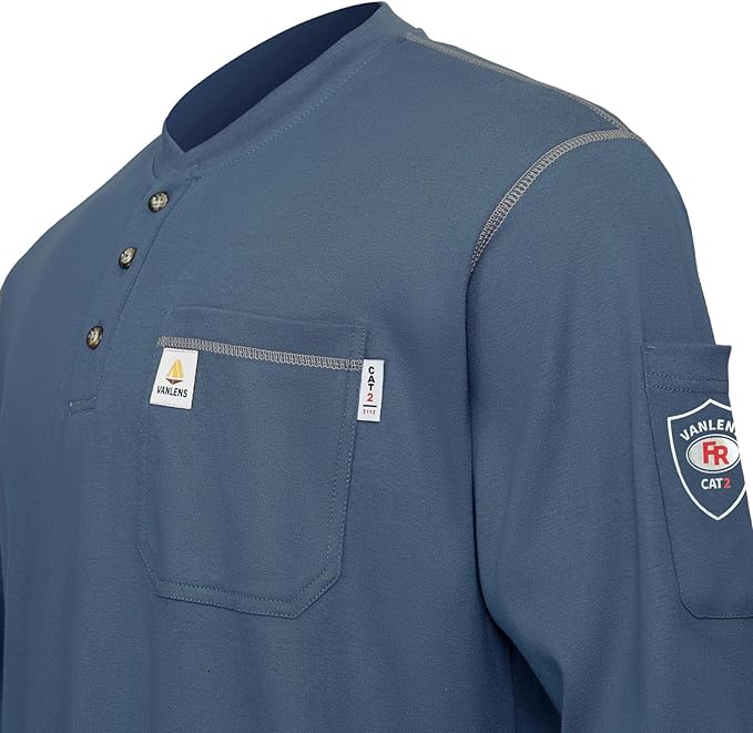 FR Shirts for Men CAT2/HRC2 Flame Resistant Shirts 6.5oz Light Weight Long Sleeve Fire Retardant Shirts