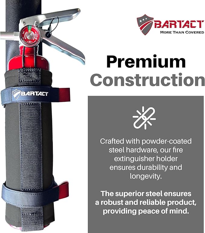 Bartact - 2.5 lb Roll Bar Fire Extinguisher Mount for Vehicle Holder, Adjustable Fire Extinguisher Holder Mount, US Made Universal Vehicle Fire Extinguisher Holder Fits All Roll Bars (Graphite)