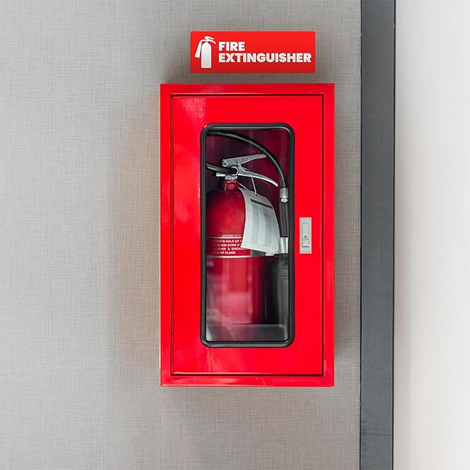 Fire Extinguisher Sticker for Business - Office, Commercial, Landlord (Short Term Rental) - High Visibility Fire Extinguisher Sign for Safety and Compliance. Size 6" x 2", 4 Labels