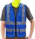 A-SAFETY High Visibility Mesh Safety Reflective Vest with Pockets and Zipper,Hi Viz Work Vest for Men Women (Blue Mesh XXL)