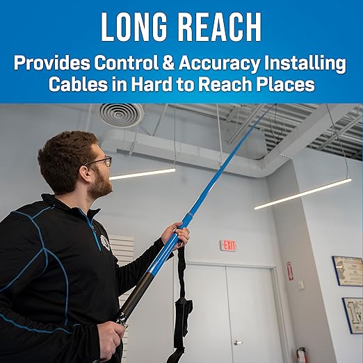 Jonard Tools RDT-18K - 18 ft Telescoping Extension Pole - High-Density Fiberglass and Enamel Coating, Includes C Hook, K Hook, Adapter, Strap, and Carrying Pouch