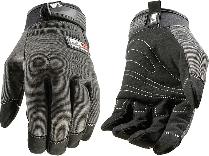 Wells Lamont Men's FX3 Extreme Dexterity Work Gloves – Padded, Ergonomic Work Gloves, Touchscreen Compatible – Heavy Duty Synthetic Leather with Reinforced Fingertips and Adjustable Fit – Gray - M