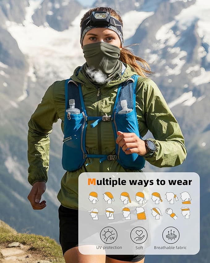 Xeoxarel Neck Gaiter, 7 Pack Cooling UV Protection, Bandana Face Mask Scarf for Men and Women
