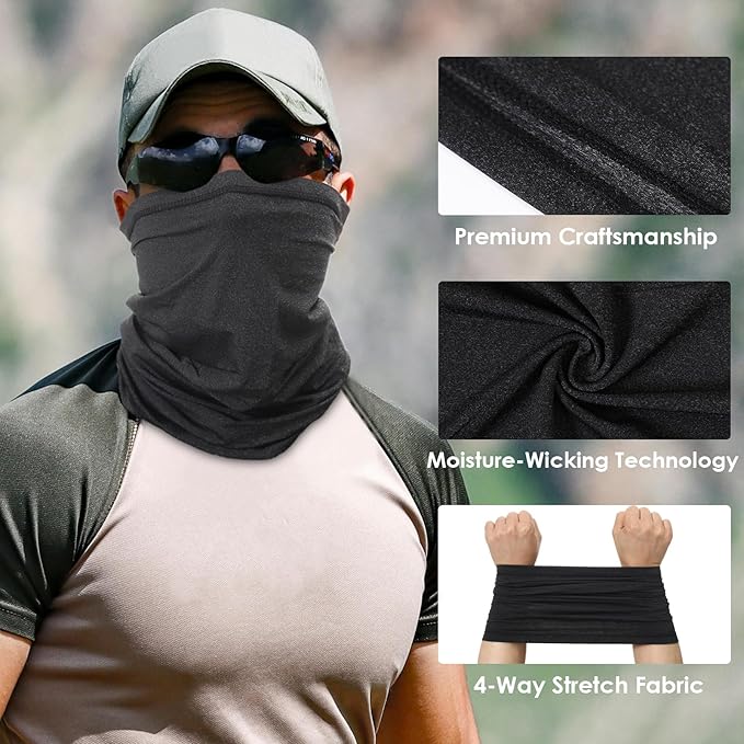 Achiou Neck Gaiter Face Cover Scarf, UV Protection Mask for Men and Women,Soft Windproof, Hiking Cycling Running