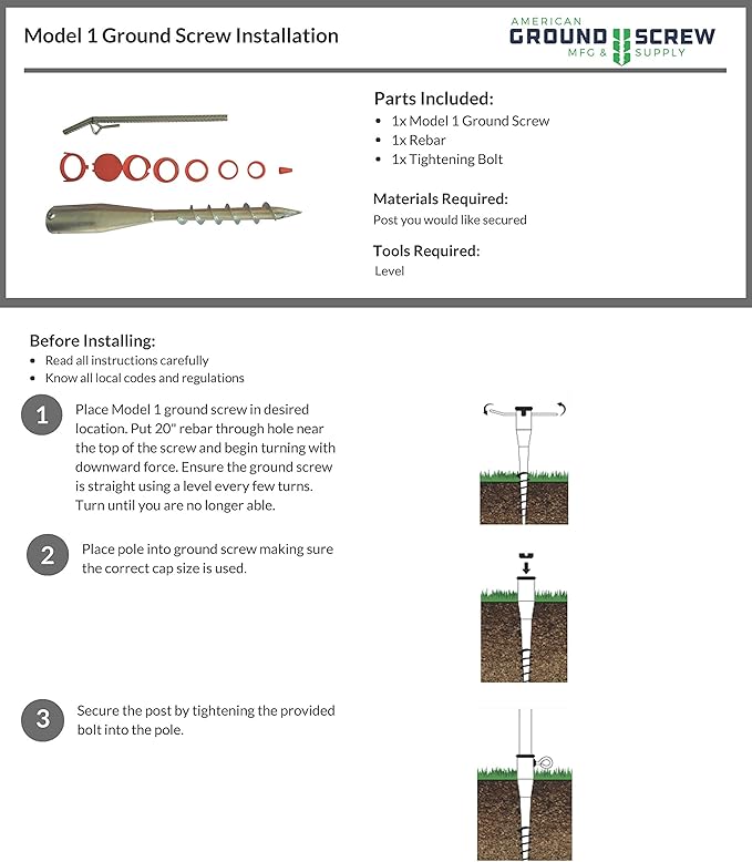 American Ground Screw Model 1 with Cap - Quick and Easy Pole Mounting System