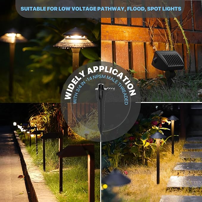 GOODSMANN Landscape Light Stakes 2PCS Path Lights Replacement Stakes 3/4-14NPSM Metal Spikes for Outdoor Lighting Low Voltage Landscape Lights Compatible with GOODSMANN Landscape Lighting