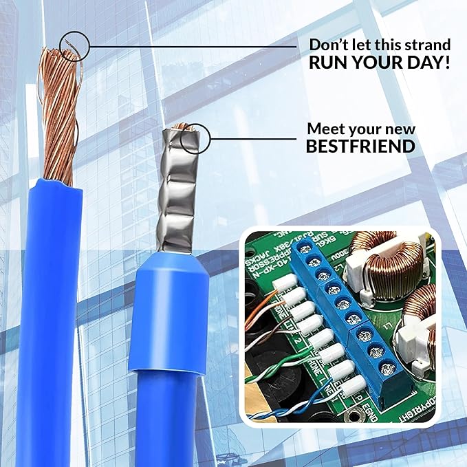 Newhouse Electric FTK1200 Ferrule Crimping Tool Kit with Wire Crimper Tool, Secure Wire Ferrule Nylon Container, and 1,200 Electrical Wire Connectors, Electrician Tool Set for Home Improvement