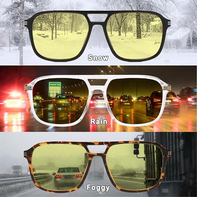 Large Night Vision Glasses for Driving Women Men - Anti Glare Night Driving Glasses