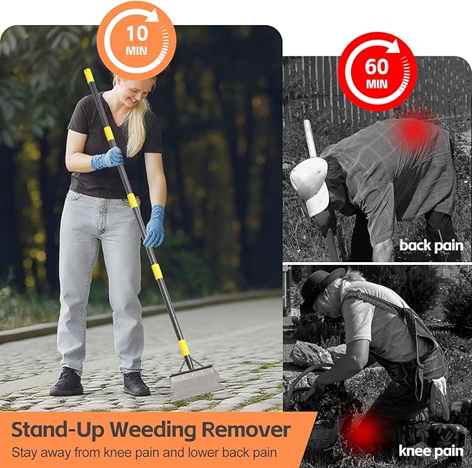 Garden Shovel, Weeding Tool, Multifunctional Garden Cleaning Shovels, 72 Inch Floor Scraper Long Handle, Heavy Duty Metal Flat Spade Shovel for Lawn Edging, Crack Weeder, Ice Chopper, Snow Shovel