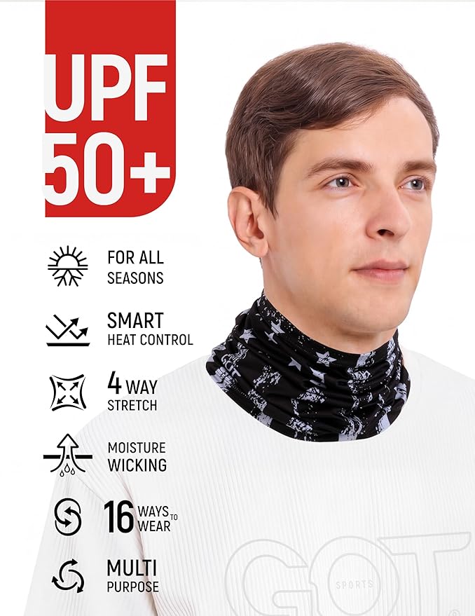 GOT Sports UPF 50+ Fishing Neck Gaiter - UV Face Mask Sun Protection for Men & Women - Camo SPF Face Cover Gator