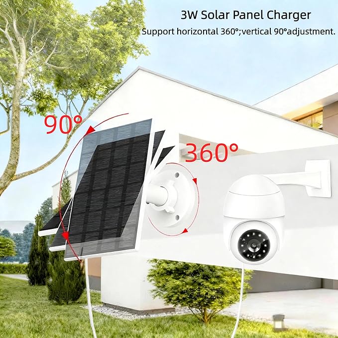 Solar Panel for Security Camera Outdoor, 3W USB C Solar Panel Charger with Micro USB Port, Small Solar Panel for Bird Feeder Camera, Outdoor Camera, Rechargeable Battery Powered Camera