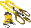 KwikSafety - Charlotte, NC - Python [External Shock Absorber] Double Leg 6ft Safety Lanyard OSHA ANSI Fall Protection Restraint Equipment Snap Rebar Connectors Construction Arborist Roofing