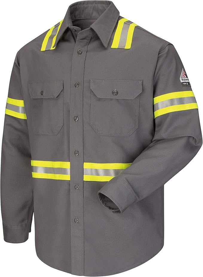 Bulwark FR Men's Midweight Fr Enhanced Visibility Uniform Shirt