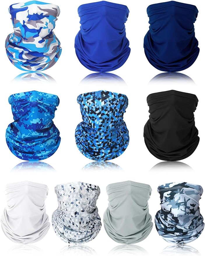 SATINIOR 10 Pcs Cooling Neck Gaiter for Men Women Sunscreen Breathable Bandana Summer UV Protection Face Mask Scarf