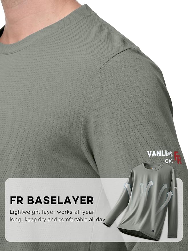 FR Shirts Flame Resistant Shirt 5.5OZ Modacrylic Permanently Flame-Retardant FR Baselayer for Men Light Weight CAT1