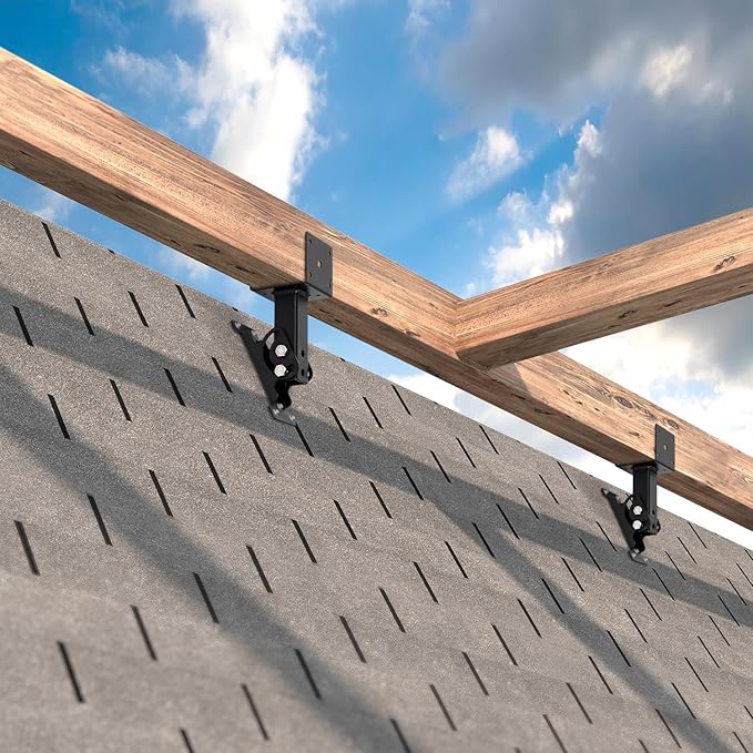 2 Pack 304 Stainless Steel 4x4 Heavy Duty Roof Riser Brackets Kit, Adjustable Roof Riser Beam Mount Brackets for Roof Pergola Gazebo (Black)
