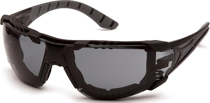 Pyramex Endeavor Plus Safety Glass Black/Gray Frame With Foam Padding Clear H2MAX Anti-fog Lens