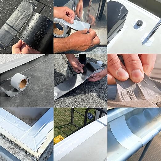 HSS Sealant Tape with MicroSealant - Waterproof Commercial Roofing Tape for Roof and RV Repair - UV- & Weatherproof - Grey - 4 inch x 50 feet
