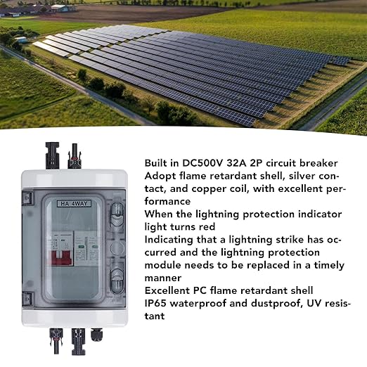 PV Combiner Box, Solar Photovoltaic Combiner Box, Outdoor Breaker Box with DC500V 32A for Solar Panels System
