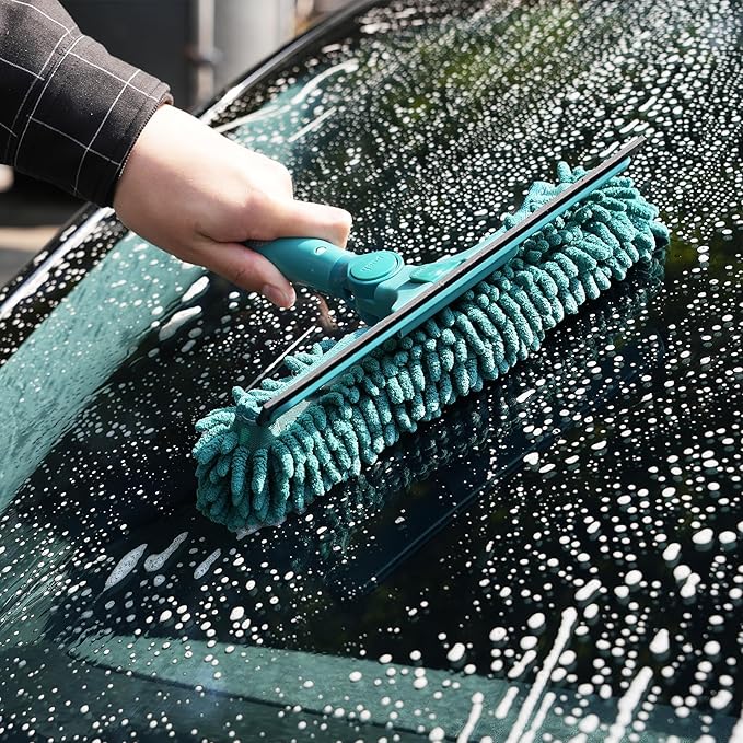 High-Reach Window Squeegee Attachment | Squeegee & Clean | Ideal Window Cleaner Tool with Rotatable Head | Compatible with Standard US Acme Thread Poles (Pole Sold Separately)