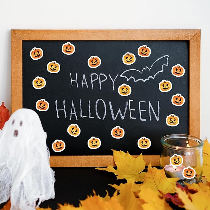 JarThenaAMCS 2400Pcs Halloween Mini Sticker Grimace Pumpkin Paper Decals Orange Jack-O-Lantern Self-Adhesive Stickers for Envelopes Scrapbook Gifts DIY, 0.5 in