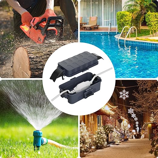 Flemoon IP55 Small Outdoor Electrical Box Waterproof (Inner 5.9 x 3.2 x 1.8inch), Extension Cord Cover with Detachable Awning Covers for Plug, Outlet, Holiday Lights, Gray