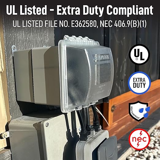 Sealproof 2-Gang Extra Deep Weatherproof in Use Outdoor Outlet Cover with Box Kit, Lockable, UL Extra Duty Compliant, 45 Configurations