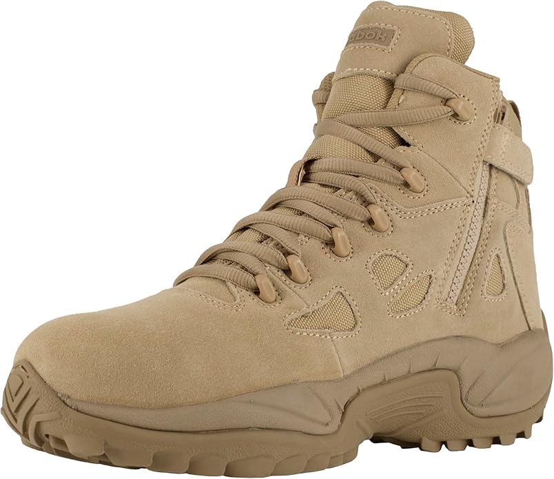 Reebok Men's Rb8694 Rapid Response Rb Composite Toe 6" Tactical Stealth Boot Sidezipper Desert Tan Military & Tactical Boots