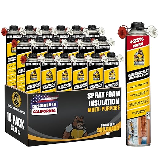 UPGRADED v2.0 Closed Cell Spray Foam Insulation - 32.8 oz Can, DIY Wide Polyurethane Expanding Sealant for Garage Door, Attic, Covers 360 Board Feet (18 Pack, Gun & Cleaner Not Included)