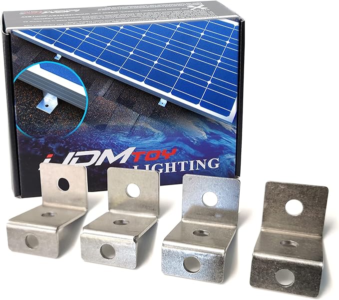 iJDMTOY 4pcs Solar Panel Z Shape Mounting Brackets Compatible with RV Boat Off Grid and Household Flat Roof or Wall Mount