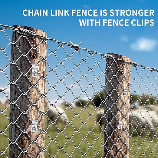 100 Fence Wire Clamps Agricultural Fencing Mounting Clips, Stainless Steel Wire Clips with Screws for Welded Wire to Wood, Metal or Vinyl Fence, Metallic