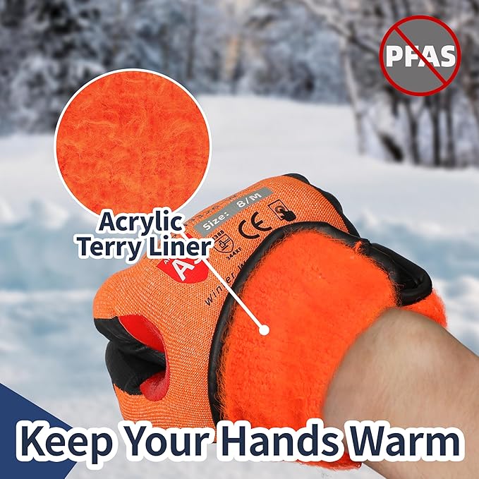 Schwer ProGuard Winter Work Gloves for Men and Women, ANSI A9 Cut Resistant Gloves for Extreme Protection, Freezer Glove With Super Grip, Touchscreen, Thermal Insulated, PR3326-W (XS,1 Pair)