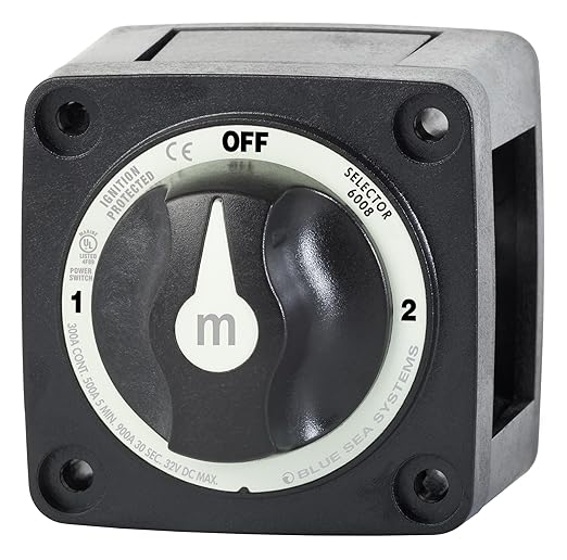 Blue Sea Systems 3‑Position Mini Battery Switch, Black, 6008200 m‑Series