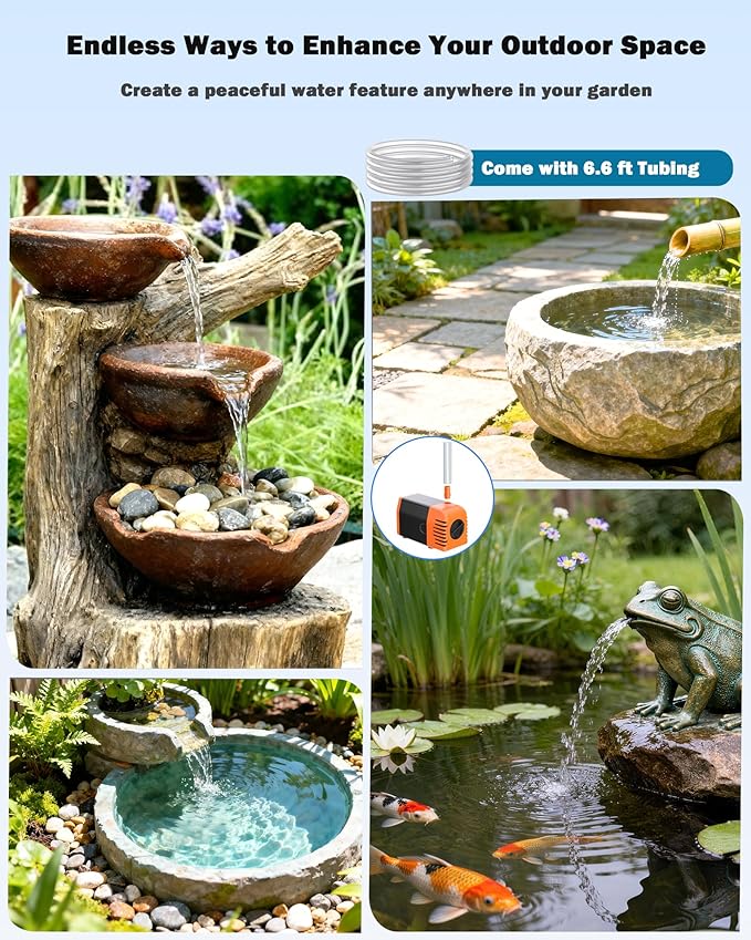 Antfraer 25W Solar Pond Pump, Solar Fountain Pump with 6.6FT Tubing & 16.5FT Cord for Garden Ponds, Fish Tanks Waterfalls & DIY Fountain Water Features