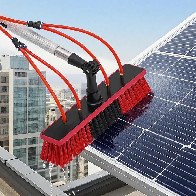 32.8 Feet Reach Solar Panel Cleaning Brush & Pole Water Fed Pole Kit,Suitable for high Windows Cleaning, Solar photovoltaic Panel Cleaning and Cleaning Cars Trucks Vans caravans Windows
