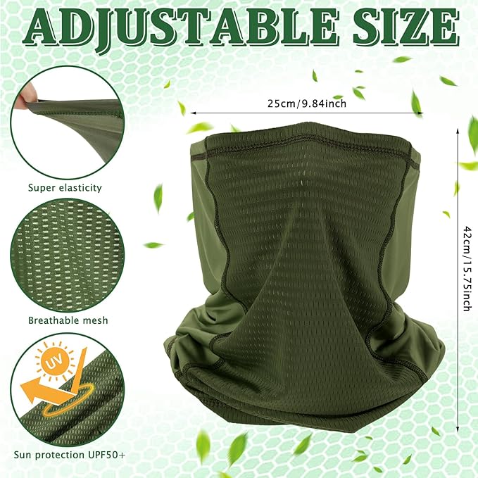 Geyoga Adjustable Cooling Neck Gaiter Breathable Summer Face Mask with Mesh Holes Strap UV Protection Neck Cover for Men