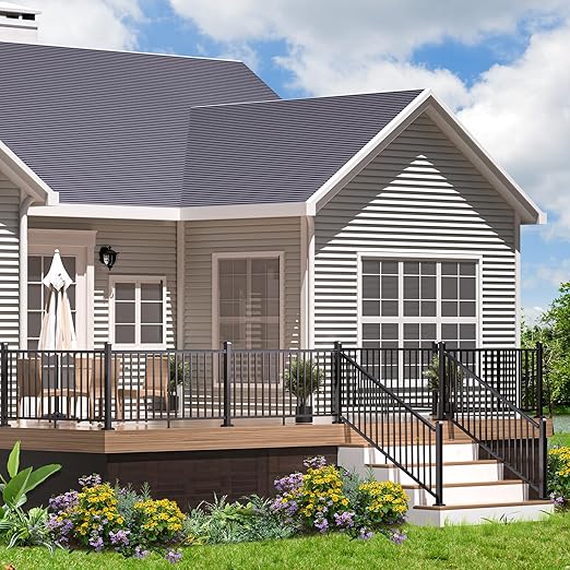 Egadis 36 in. H x 2 ft. W Porch and Deck Railing Kit, Aluminum Railing Kit, Textured AAMA 2604 Powder-Coat Finish Rail System for Outdoor Decks, Porches & Balconies (1 Post, 1 Panel)