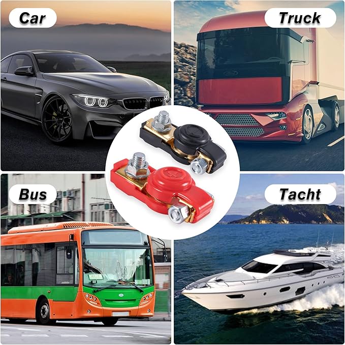 SINGARO Car Battery Terminal Connector Classification Kit, Pure Copper Negative and Positive Battery Cable Ends with Plastic Cover, Applicable to Automobile, Truck and RV Accessories