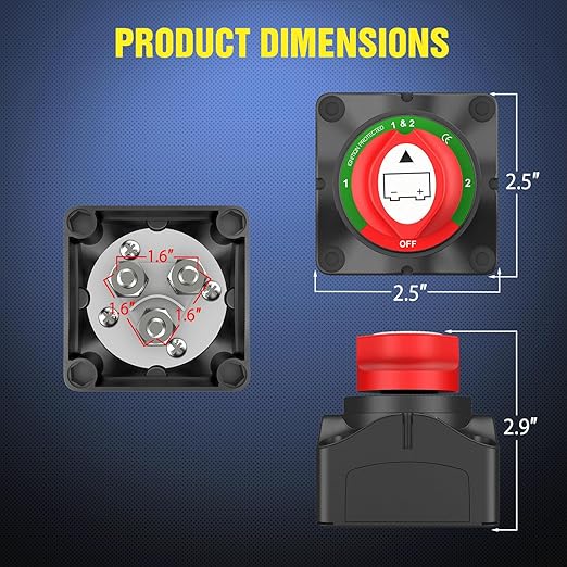 Nilight 1-2-Both-Off Battery Switch, 12V-48V Disconnect Master Cutoff Switches for Marine Boat Car RV ATV UTV Vehicle, Waterproof Heavy Duty Isolator