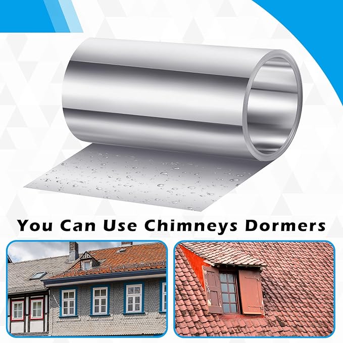 Zonon Aluminum Flashing Roll 14'' x 20' Roof Flashing 0.25 mm Thickness Weatherproofing Waterproof Metal Roofing Panels for Sealing Windows Doors Siding Roofing Stains Moss and Mildew Prevention