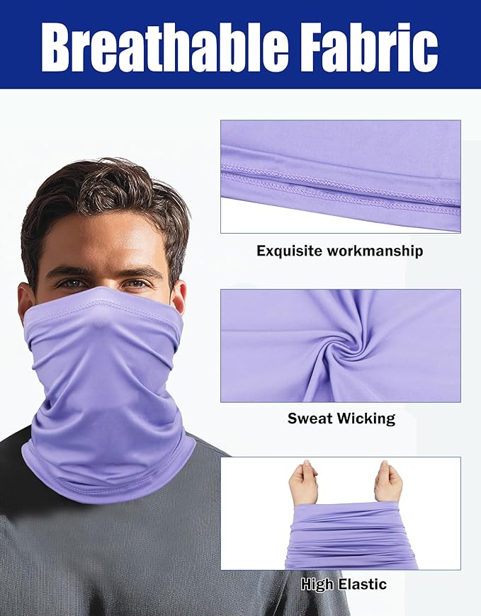 JHYWELL Cooling Neck Gaiter Face Mask, UV Protection Masks Gator, Windproof Bandana for Skiing, Fishing, Hiking, Cycling