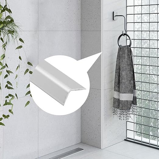 LC LICTOP Aluminum Angle Stock, Metal Corner Guards, Peel and Stick L Shaped Wall Door Frame, Cabinet Protectors Edge Trim Molding, 13.9in L x 0.4in-0.6in W x 0.07in T, 4Pcs Silver