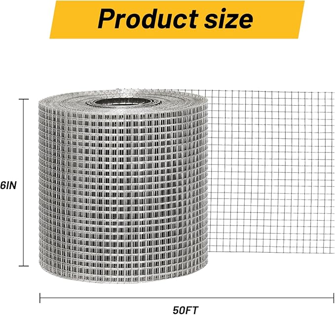 6" Stainless Steel Mesh Roll, 6in x 50FT Gutter Guard Leaf Filter for Rain Gutters, Solar Panel Bird Guard Mesh & Critter Guard Fence
