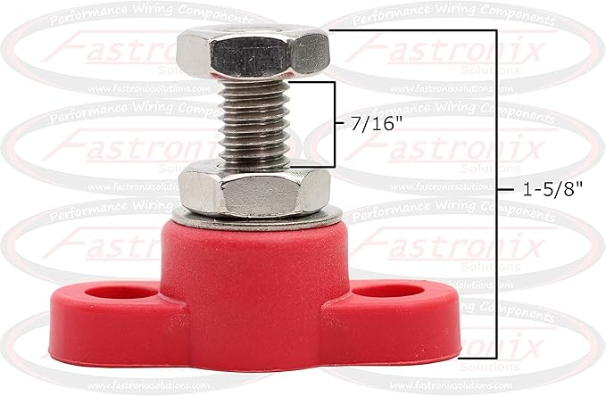 Fastronix 3/8" Stainless Steel Single Stud Power and Ground Junction Block Red and Black