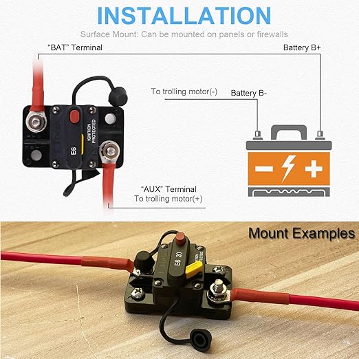E69 Circuit Breaker 15 Amp for Marine Truck Boat RV Automotive Mid Range Mini T3 Manual Reset Switchable IP66 (15A