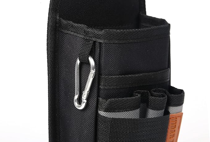 Small Tool Pouch with Belt Clip,Tool Belt Pouches,Electrician Tool Pouch.Mini Organizer Pocket Attachment for Tool Belt,5 Pockets and Heavy-Duty Metal Belt Clip Attachment.…